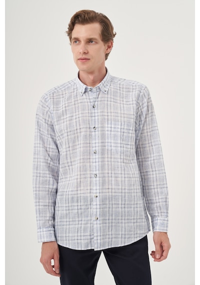 Morven Erkek Lacivert Keten Trend Regular Fit Dğmeli Yaka Gömlek 25ys004024200 Lacivert Lacivert