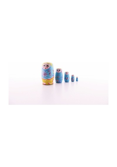 Ahşap Tombul Iç Içe Matruşka Bebek Mavi 1 Set 5Li Büyük Boy (548382439)