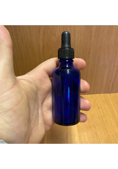 50ml Mavi Cam Damlalıklı Şişe , Siyah Plastik Kapak , 50 Cc Mavi