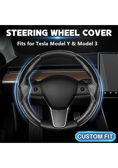 Araba Direksiyon Kılıfı Tesla Model Y 2020-2025 Ve Model 3 2017-2025 İçin Uygundur Aksesuarları Kaymaz Karbon Fiber Diğer