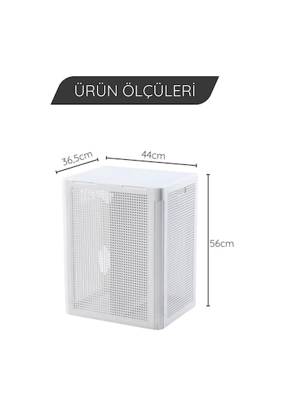 Omnipazar Sy-4632 Smart Duo İki Bölmeli Kirli Çamaşır Sepeti 84 Litre Beyaz Beyaz