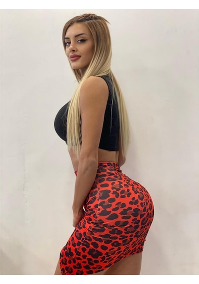 Pink Life Kırmızı Leopar Etekli Siyah Büstiyerli İkili Takım Kırmızı