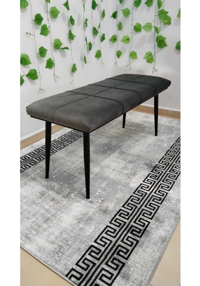 Özcan Metal Metal Ayak Metal Kasalı Bench Mutfak Salon Antre Yatak Odası Puf Bank Antrasit Gri