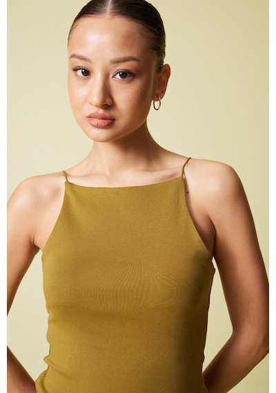 Halter Yaka Top Olive