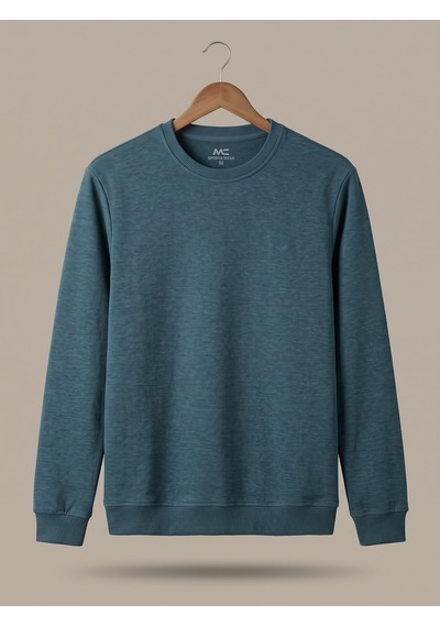 Maccali Erkek Petrol Selanik Bisiklet Yaka Sweatshirt Petrol Mavi