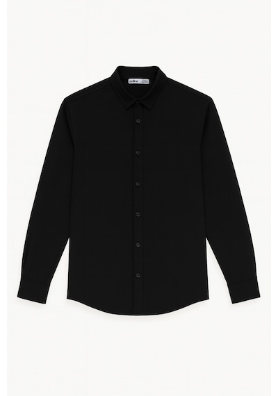 Redline Flex Slim Fit Yumuşak Kolay Ütü Nefes Alan Erkek Gömlek Siyah