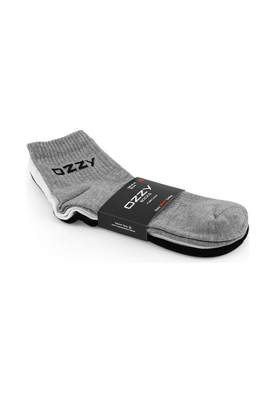 Ozzy Socks 3 Çift Kısa Konçlu Tenis Spor Çorabı Asorti Paket Siyah - Beyaz - Gri