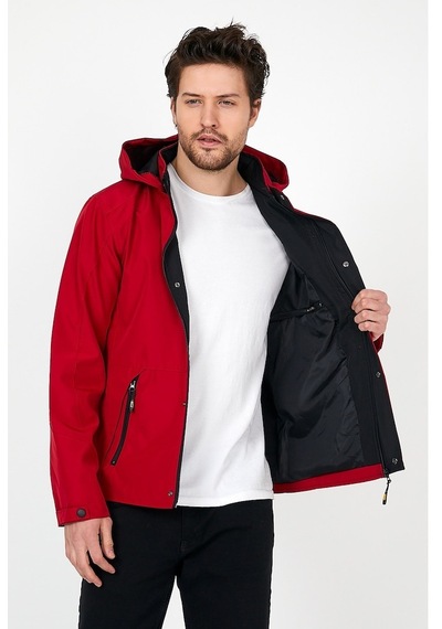 Sivaist Yeni Sezon Erkek Kırmızı Softshell Kapüşonlu Iç Cepli Mont