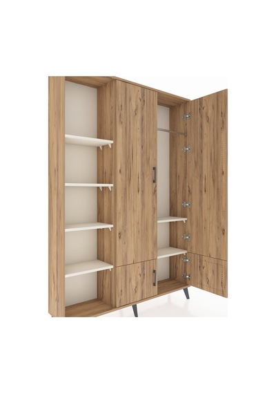 Arges Dolap 6 Raflı 4 Kapaklı Tek Askılı 132x30x195 Çam-çam/a... Çam