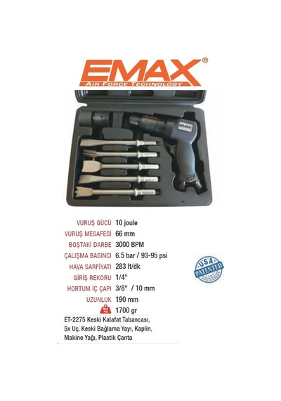Emax Havalı Keski Kalafat Tabanca Seti 190Mm