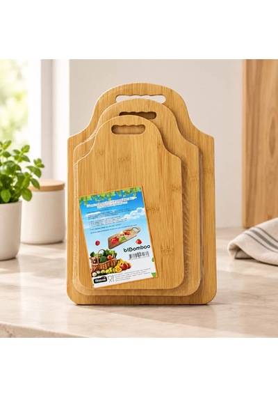 3 Parça Bambu Kesim Panosu Ahşap
