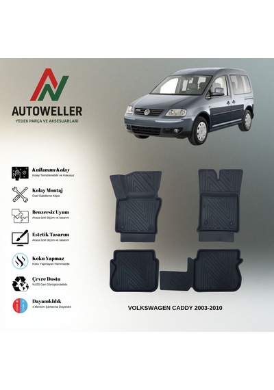 Volkswagen Caddy 2003-2010 Uyumlu Havuzlu Oto Paspas