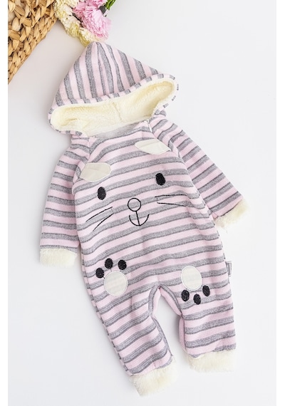 Babymod Tavşan Figürlü Kapüşonlu Içi Peluş Kız Bebek Tulum