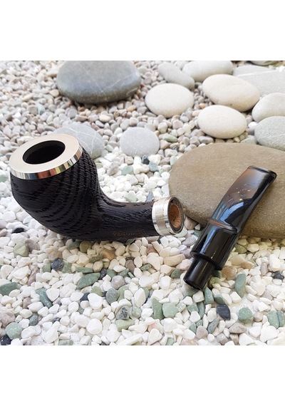Falconetti 9 MM Metal Süslü Maun Eğik Sap Ahşap Pipo  Ra75