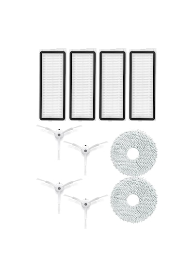 Roborock Qrevo Maxv Uyumlu 4 Adet Hepa Filtre 4 Adet Beyaz Yan Fırça 2 Adet Mop Fiber Paspas