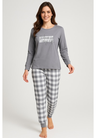 Mutlu City Kadın Yumuşak Doku Termal Pijama Takımı 42050 Gri