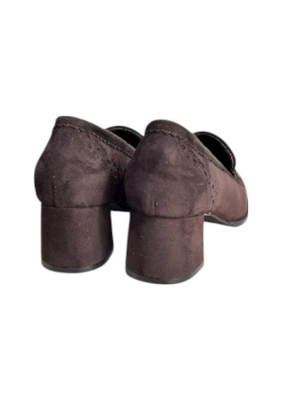 Tufan Shoes Kahve Hakiki Deri Süet Püskül Detay Topuklu Ayakkabı Kahve