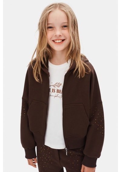 Nk Kids Kız Çocuk Uzun Kollu T-shirt 39329 Ekru-kahve