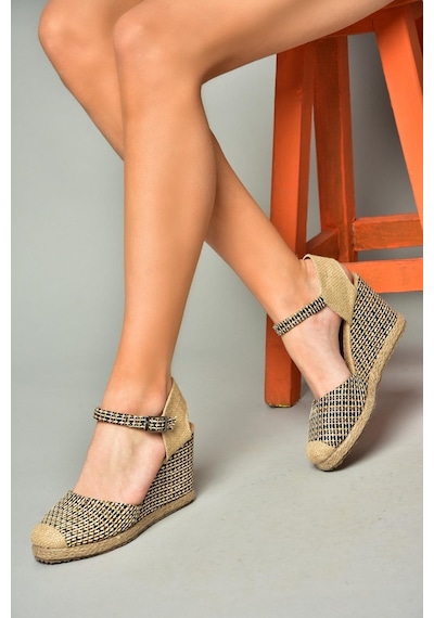 Fox Shoes P241612004 Siyah Kumaş Dolgu Topuklu Kadın Ayakkabı Siyah