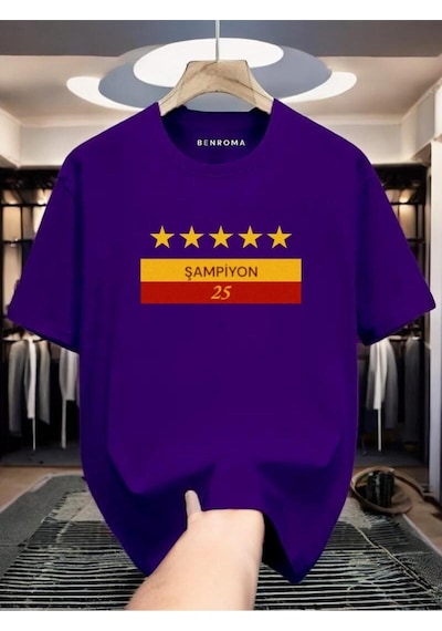 Şampiyon 25 Baskılı Unisex Tişört Çok Renkli