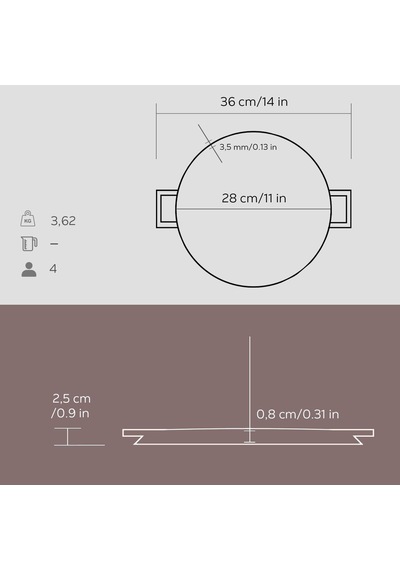 Döküm Yuvarlak Çift Yön Izgara Tavası Döküm Demir Yekpare Çift Kulplu Çap Ø 28cm Diğer