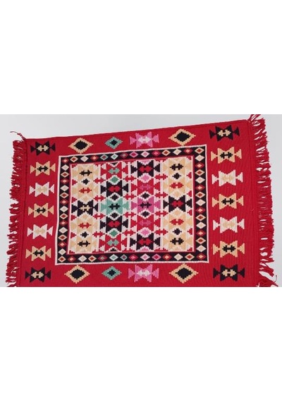 Kilim Antik 80-125 Otantik Motifler Model Naturel Boya Çift Taraflı El Yapımı Kırmızı