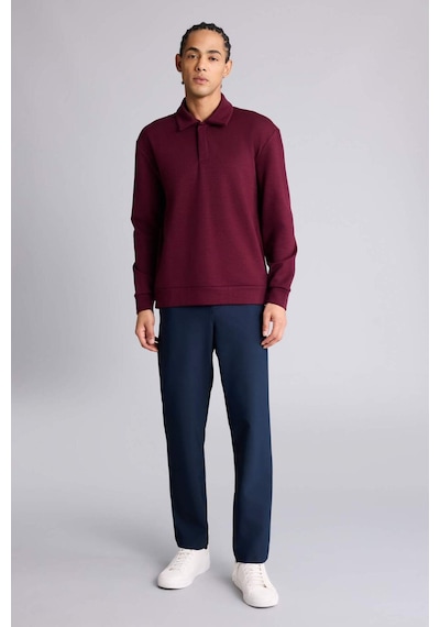 Defacto Standart Fit Polo Yaka Modal Sporcu Sweatshirt G3596ax25wnbr34 Bordo-br34