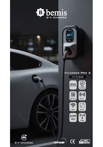 Bemis Charger Plus 2.nesil Ledli Elektrikli Araç Şarj Cihazı - 4/7/11/22 Kw 4/7/11/22 Kw