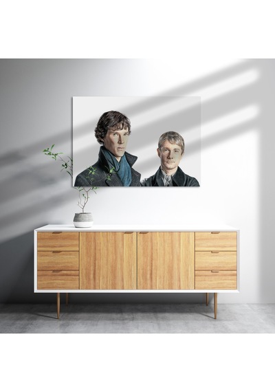 Cakasepetim Modern Sherlock Holmes Ve Dr Watson Ahşap Mdf Tablo