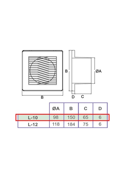 Dündar 15Cm L-10 230 220 V Monofaze Ev Tipi Plastik Fan Aspiratör