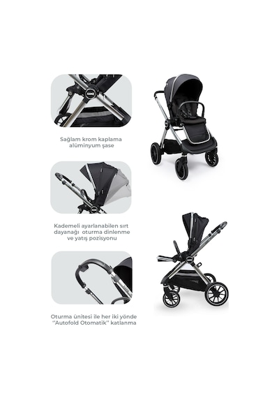Kanz Explorer Autofold Travel Sistem Bebek Arabası Cole Black