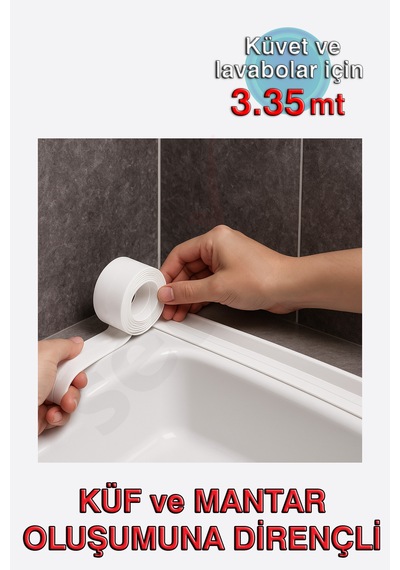 Bumy Küvet - Lavabo Kenar Sızdırmazlık Bandı 38mm X 3.35mt Beyaz