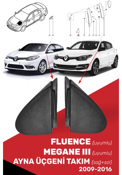 Megane 3 Iıı, Fluence Ayna Üçgeni Takım - 638750012r, 638740012r