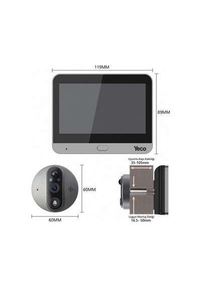 Pd-20 Akıllı Kapı Zili Lcd Ekranlı, Hareket Sensörlü, Mobil Uyumlu