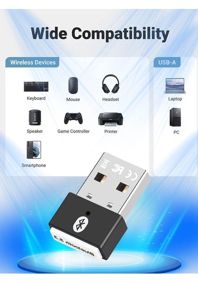 Plentiful Plentiful Bluetooth Adaptör 5.3 Usb Bluetooth Dongle Kablosuz Masaüstü Laptop Pc Tak/çalıştır Windows 11/10/8.1/7 İle Uyumlu