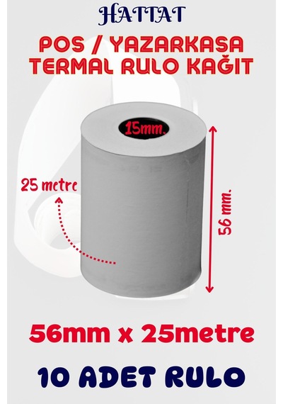 Hattat Termal Pos Rulo 10 Adet Rulo 56 MM x 25 M