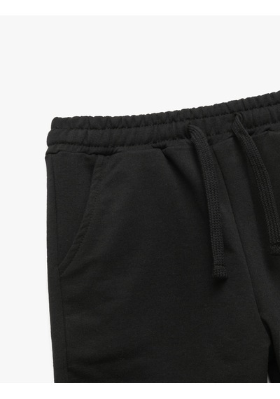 Koton Beli Lastikli Cepli Basic Jogger Eşofman Altı Siyah 7wkb40035tk