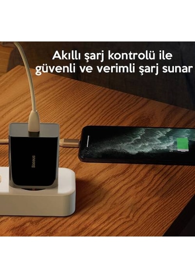 Baseus Akıllı Şarj 18W PD Type-C Hızlı Şarj Adaptörü, Uyumlu MacBook Pro,Android ve iOS