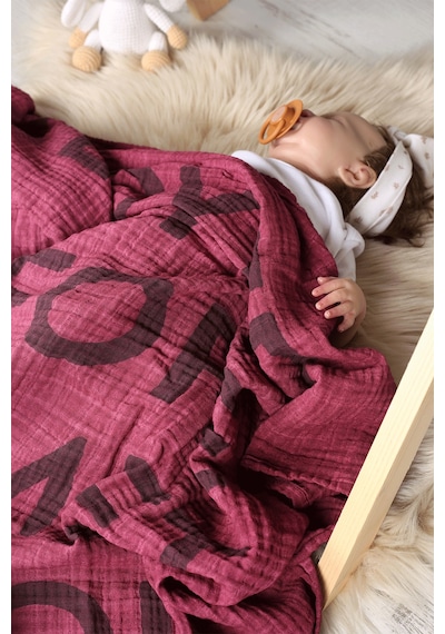 Luckka Çok Amaçlı Müslin Örtü - 100x110 Cm - Ztparçaboya Bordo
