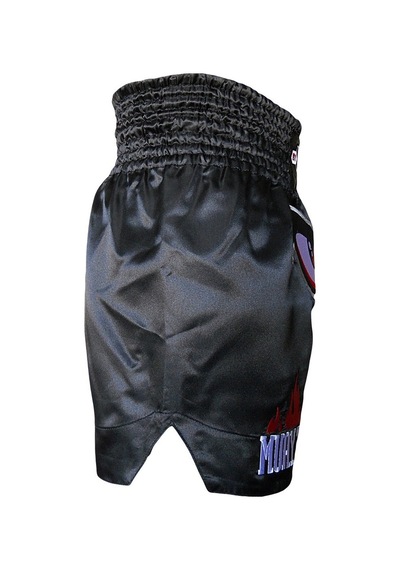 Kogam Leon No Fear Nakışlı Profesyonel Muay Thai Ve Kick Boks Şortu Siy