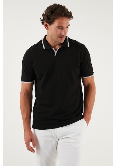 Buratti Pamuklu Regular Fit Şerit Detaylı Erkek Polo Yaka T Shirt 5902964 Siyah