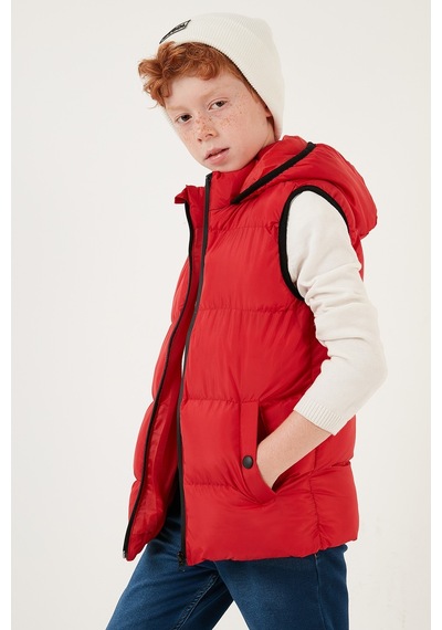 Lela Fermuarlı Kapüşonlu Cepli Şişme Unisex Çocuk Yelek 5761983 Kırmızı
