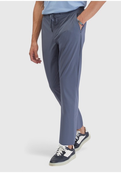 Ramsey Mavi Düz Dokuma Jogging Fit Casual Pantolon