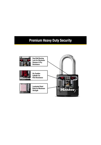 Master Lock M115xtrılf Magnum Ağır Hizmet Tipi Anahtarlı Dış Mekan Asma Kilit, 3'lü Paket Anahtarlı-aynı