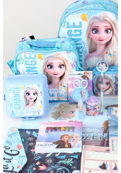 X Dekomus Lisanslı Elsa Frozen Full Kırtasiye Seti Anaokul,beslenme Ve Kalem Çantası,beslenme Kabı,matara,beslenme Örtüsü Altın