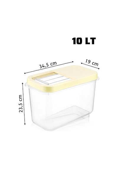 Sürgülü Kapaklı 10 Lt Erzak Bakliyat Un Şeker Saklama Kabı Krem