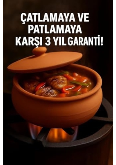 Doğal Toprak Güveç Tencere, 2 Litre, Kapaklı, Ocak Ve Fırın Uyumlu, Kahverengi Diğer