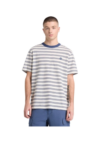 B0a5mrcadp1-r Timberland 4 Rows Striped Short Sleeve Tee Erkek T-shirt Krem B0a5mrcadp1-r