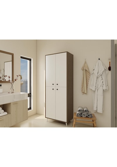 Vadi Çok Amaçlı Banyo/kiler Dolabı Antrasitmeşe-beyaz Renk Beyaz
