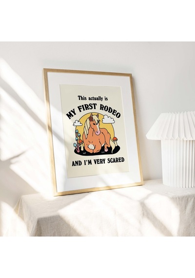 Kovboy Atı Söz Baskısı, İlk Rodeo Sözü Posteri, Retro Mantar Posterleri